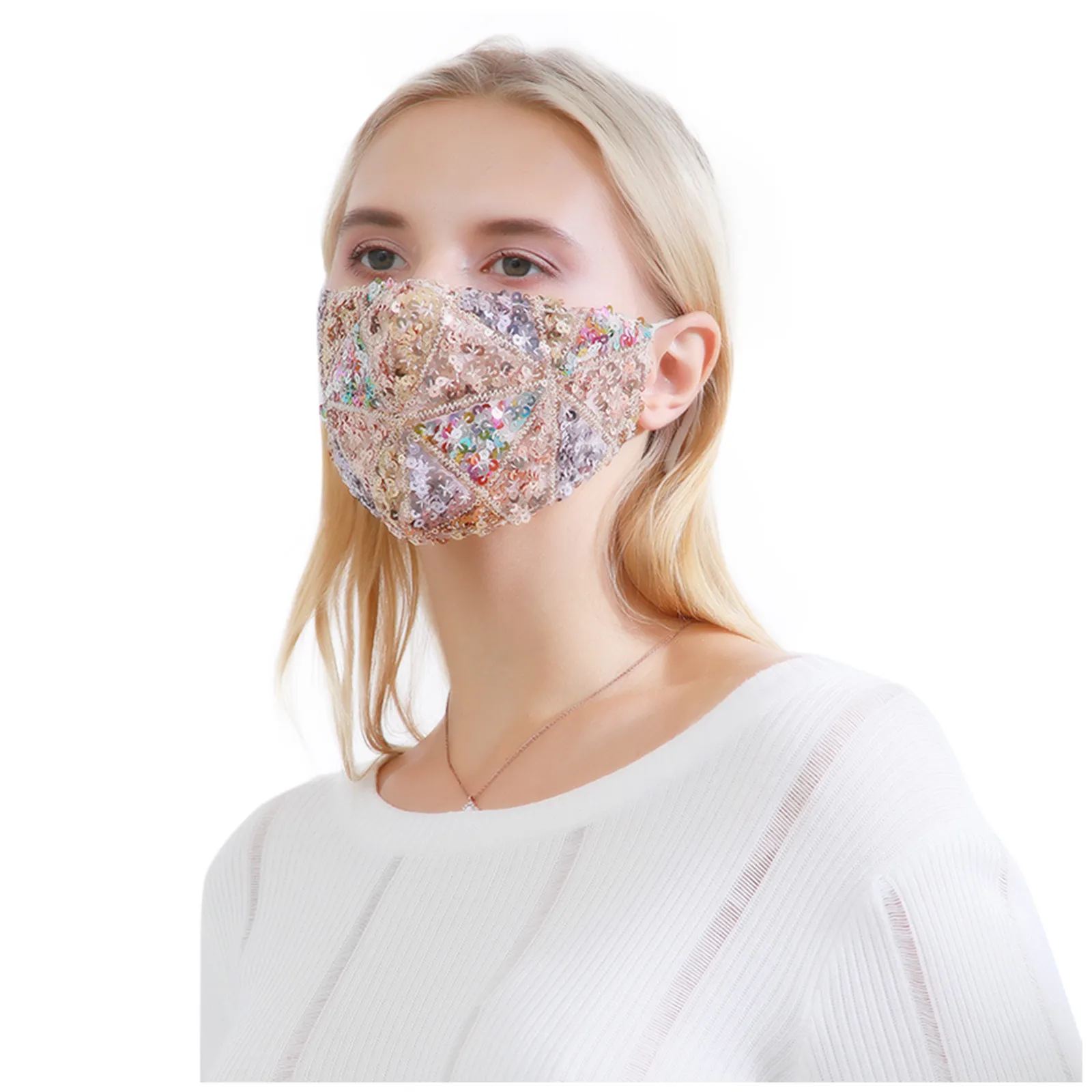 

1pc Sequins Face Mask Printed Masks Cotton Fabric Adult Protective Pm 2.5 Dust Mouth Cover Washable Reusable Mouth Mask Care d4