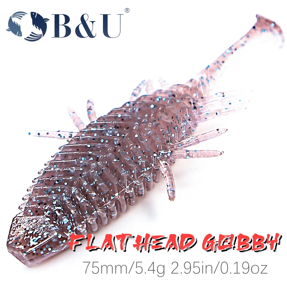 

B&&U Flathead gobby Soft Bait Spiner Shad Quality Artificial Lure for Bass Carp Fishing T Tail Jigging Lure