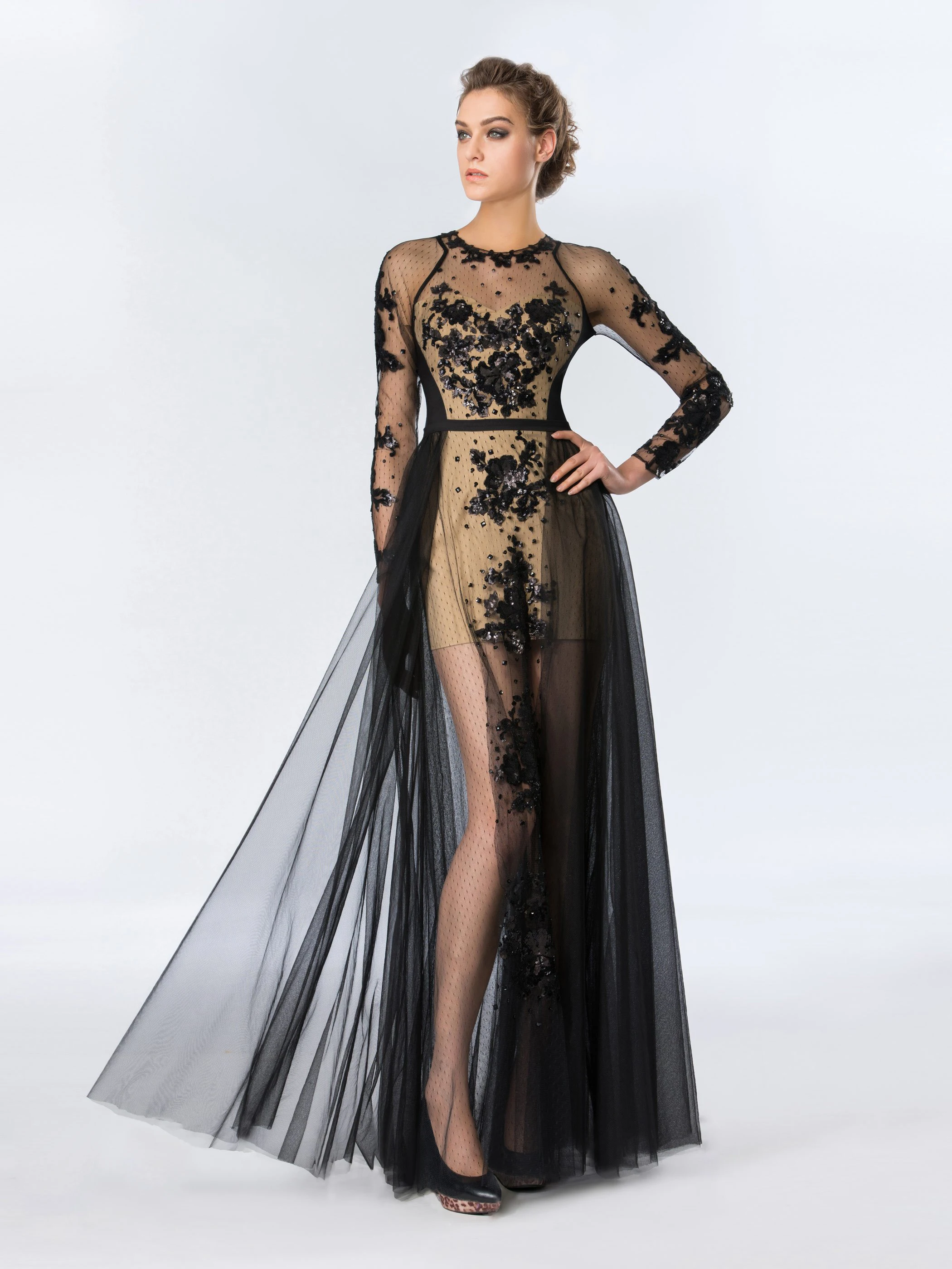 Вечернее платье А силуэт круглый вырез с полу Длина расшитый блестками длинными