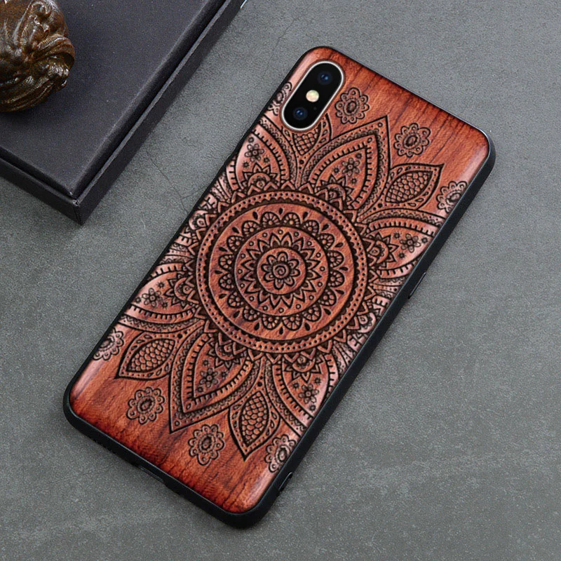 Реальный деревянный чехол для iPhone X XR XS нового образца, вырезанный из дерева + рамка из TPU для Apple Max.