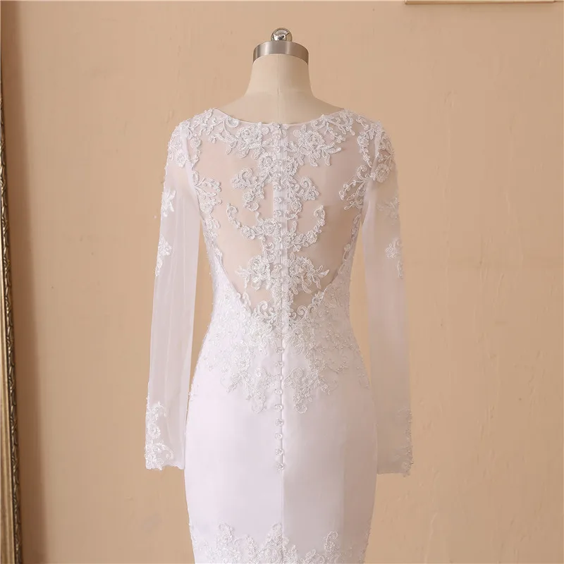 Женское свадебное платье с длинным рукавом кружевное аппликацией невесты по
