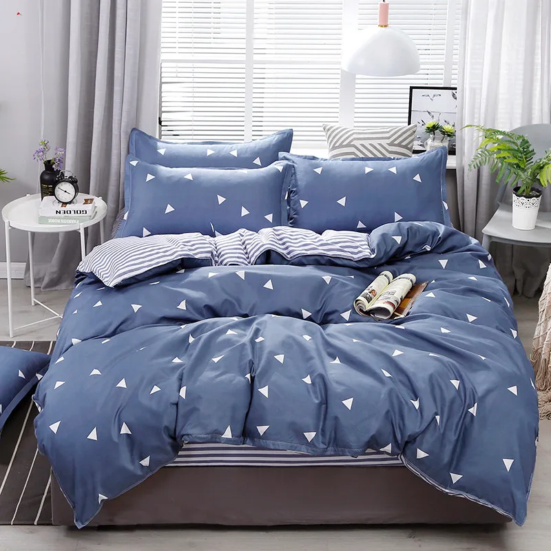 

New Home Textile Decorative Pattern Duvet Cover Stripe Sheet Pillowcase Woman Adult Teen Lady Bedding Set 3/4Pcs Bed Linens