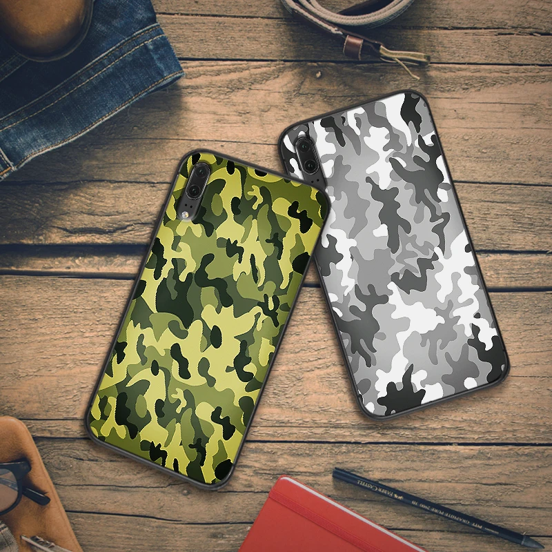 Роскошный Камуфляжный черный чехол для huawei P Smart Z 2018 P20 Pro P8 P9 Mini P10 2019 P30 LITE |