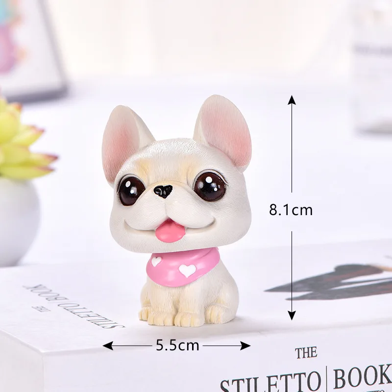 Миниатюрные животные собака французский бульдог Вибрирующая голова Статуэтка