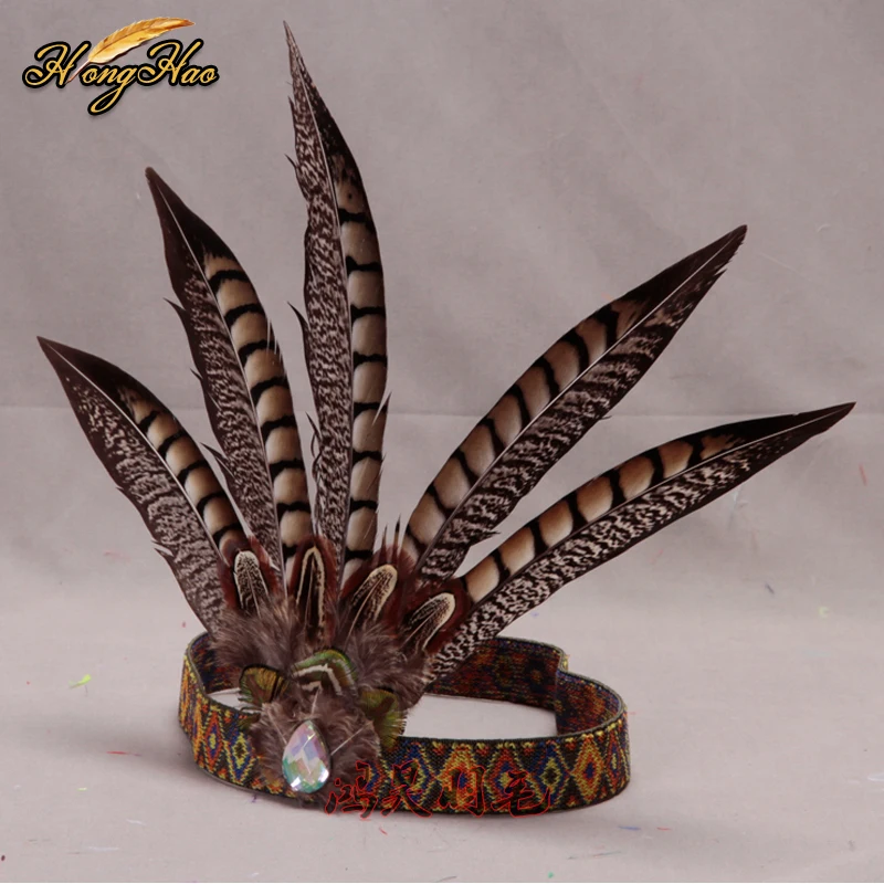 Повязка на голову из перьев головной убор перья Индии Для головного убора