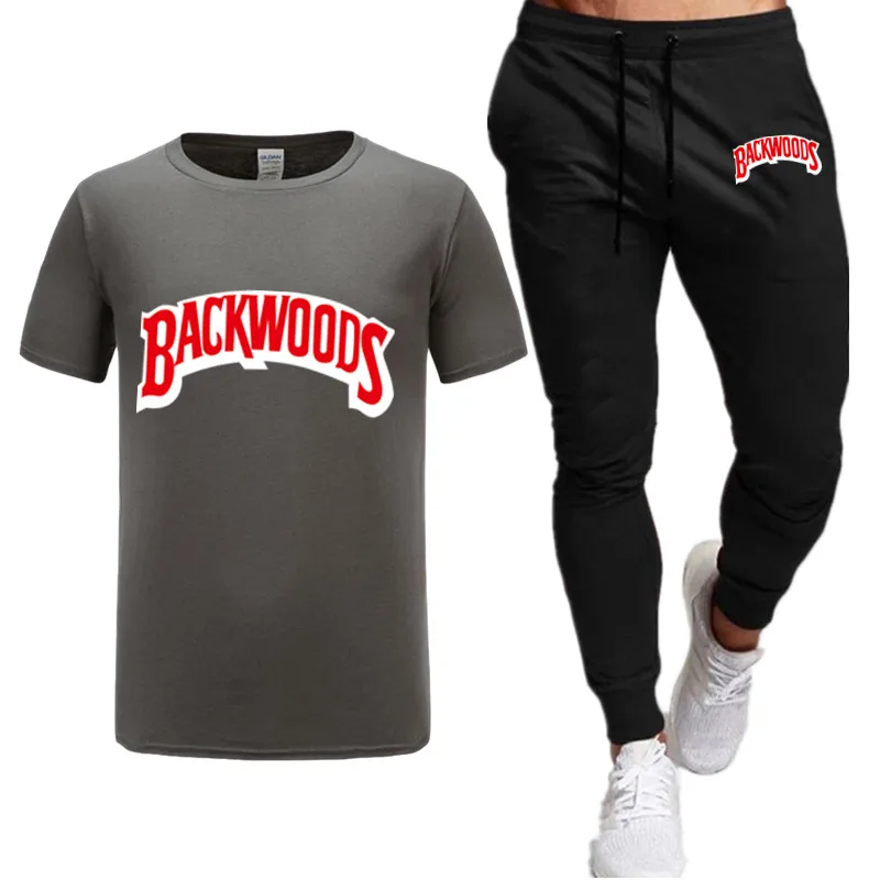 

2021Tracksuit Summer fashion Male 2 Pieces Sets Men casual Clothing Sportswear Fitness Set Summer Print Men T shirt + Trousers