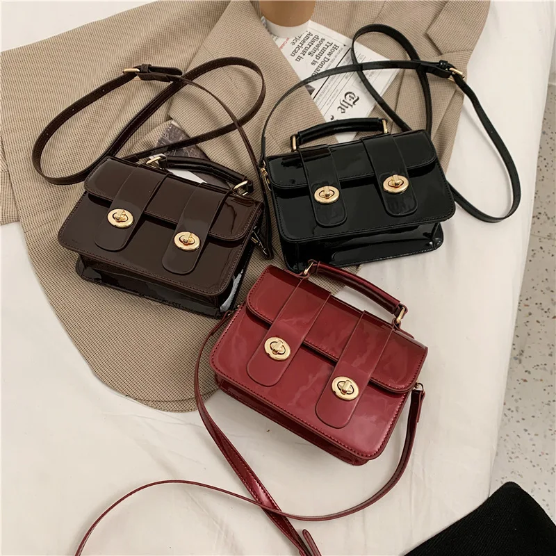 

2021 Pantent Leather Women Messenger Bags Crocodile Female Crossbody Shoulder Hand Bags For Women High Quality Ladies Handbags