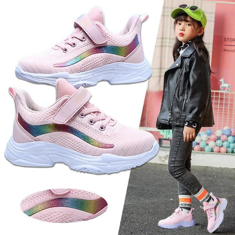 Детская повседневная спортивная обувь осень 2020 на толстой подошве для девочек