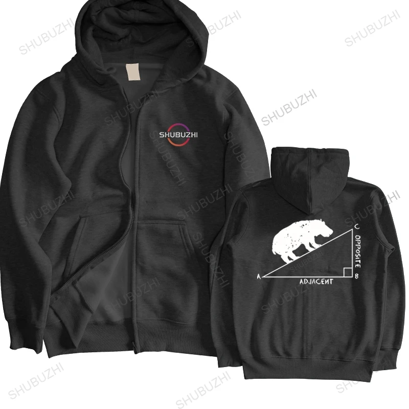 

Мужская повседневная хлопковая толстовка, теплый свитшот с капюшоном, забавная толстовка на молнии с изображением бегемота, математики, на...