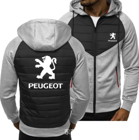 

2021new Men for PEUGEOT Car Logo Print Spring Autumn Mens Jacket Casual Sweatshirt Long Sleeve Mens zipper Jacket Man Hoody