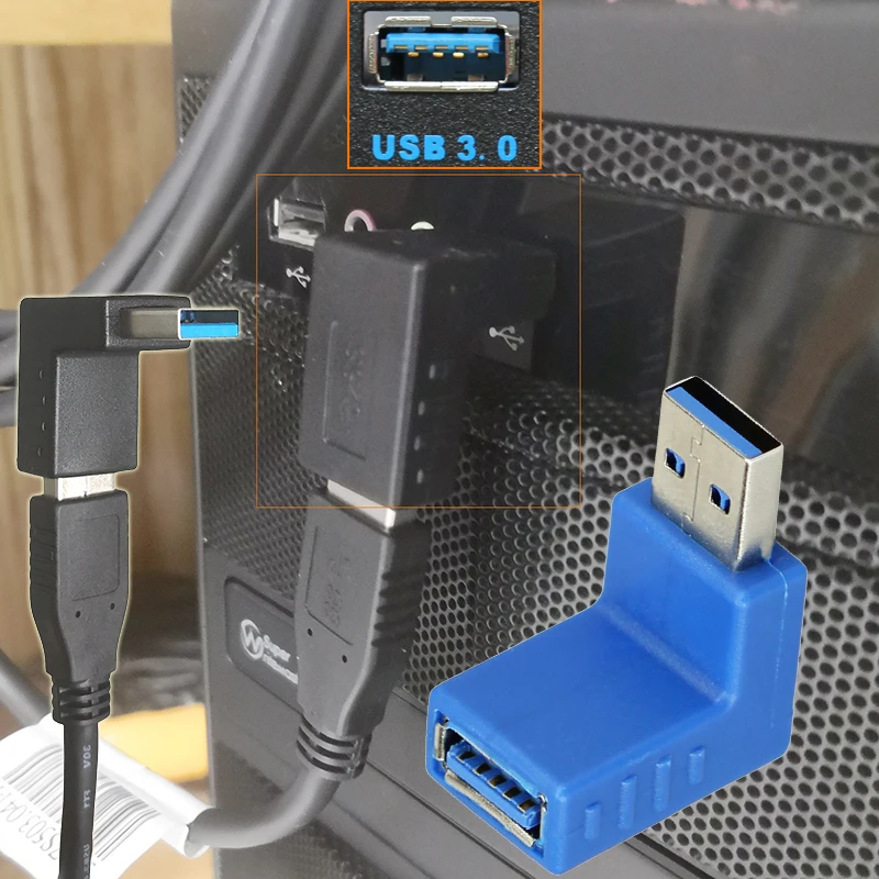 USB 3 0 адаптер Папа-мама 90 градусов Вертикальный прямоугольный Конвертер Разъем