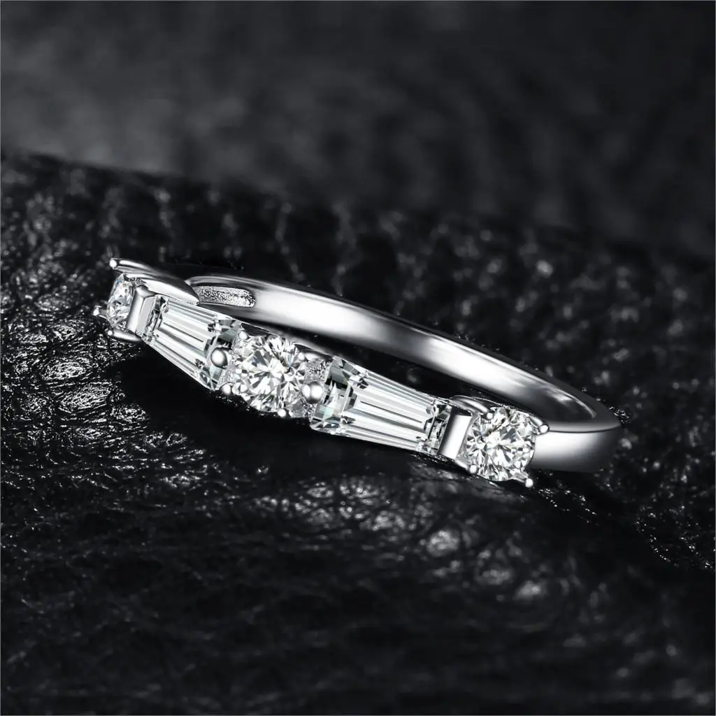 JewelryPalace 3ct круглый багет и кубического циркония Stackable кольцо стерлингового серебра 925