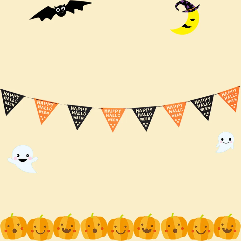 Мультфильм тема Счастливого Хэллоуина баннер фольги шары тянуть флаг подарок