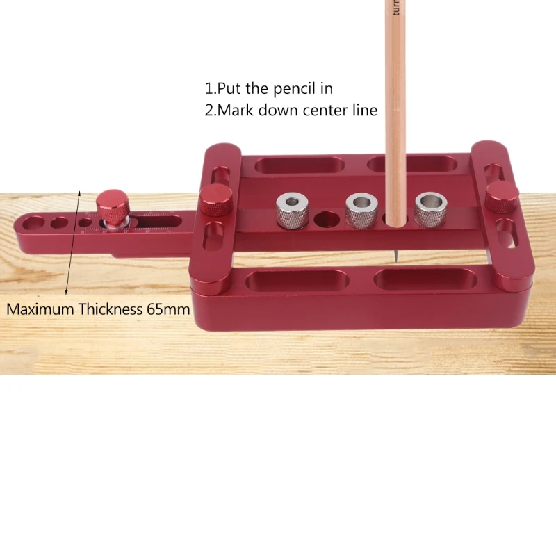 

Doweling Jig Kit Punch Locator Dowel Jigs Drill Guide Sleeve Tools Self Centering for Woodworking Joinery (Red)