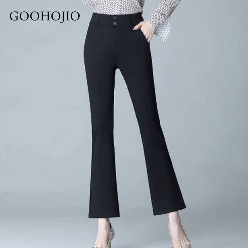 

GOOHOJIO 2021 New Spring and Autumn Boot Cut Pant Women High Waist Slim Pants for Women Wide-leg Cropped Women Casual Trousers
