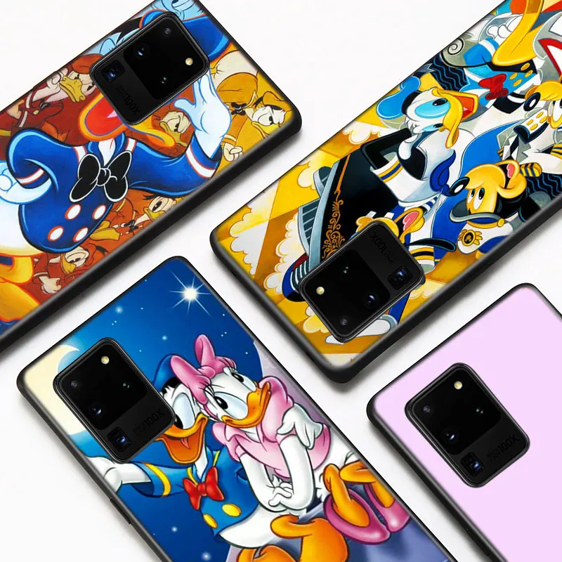 

Disney Donald Duck Phone Case For Samsung S22 S21 S20 FE Ultra Pro Lite S10 5G S10E S9 S8 Plus Black Silicone Cover