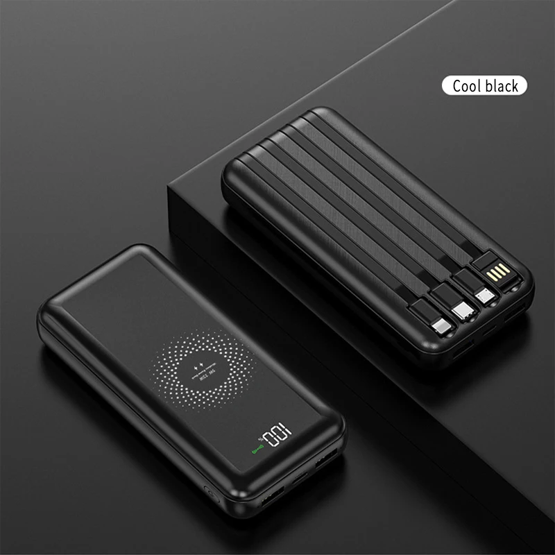 wireless charging 30000mah power bank portable charging digital display external battery 4 usb power bank for iphone poverbank free global shipping