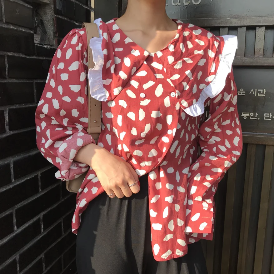 Милые Молодежные рубашки в южнокорейском стиле с лацканами и искусственным