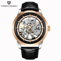 pagani design business man watch luxury skeleton hollow leather mens wristwatch new mechanical male clock relogio masculino