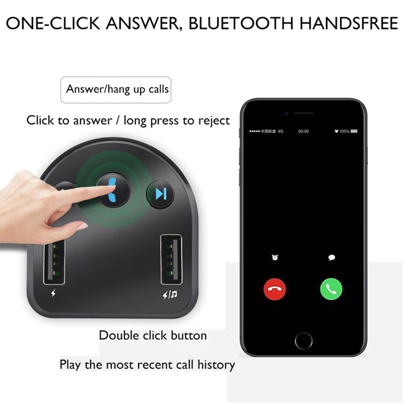 Автомобильное зарядное устройство, fm-передатчик, Bluetooth, автоматический комплект, Hands Free, беспроводной MP3, 5 В, 2.1A, музыкальный плеер, адаптер, USB зарядное устройство, FM модулятор, новинка