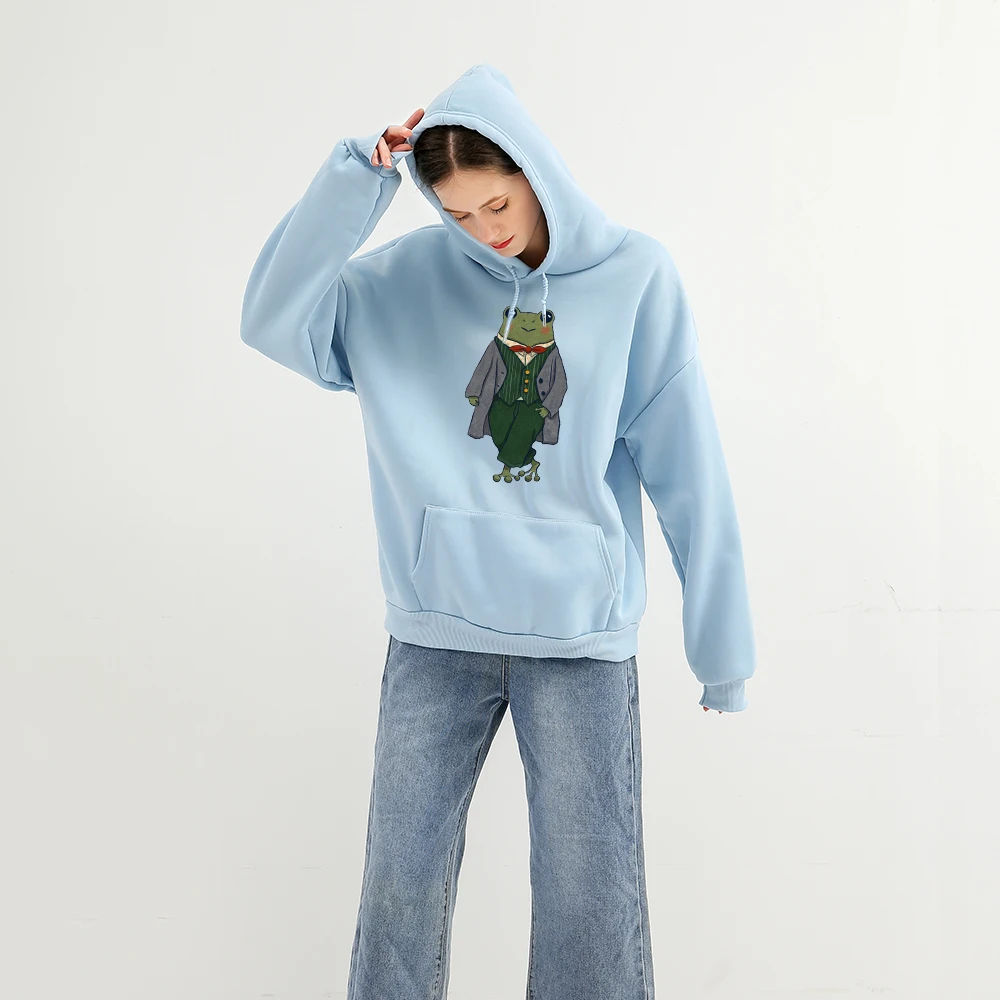 Негабаритных милый ребенок лягушка свитшот с принтом Kawaii Стильная толстовка для