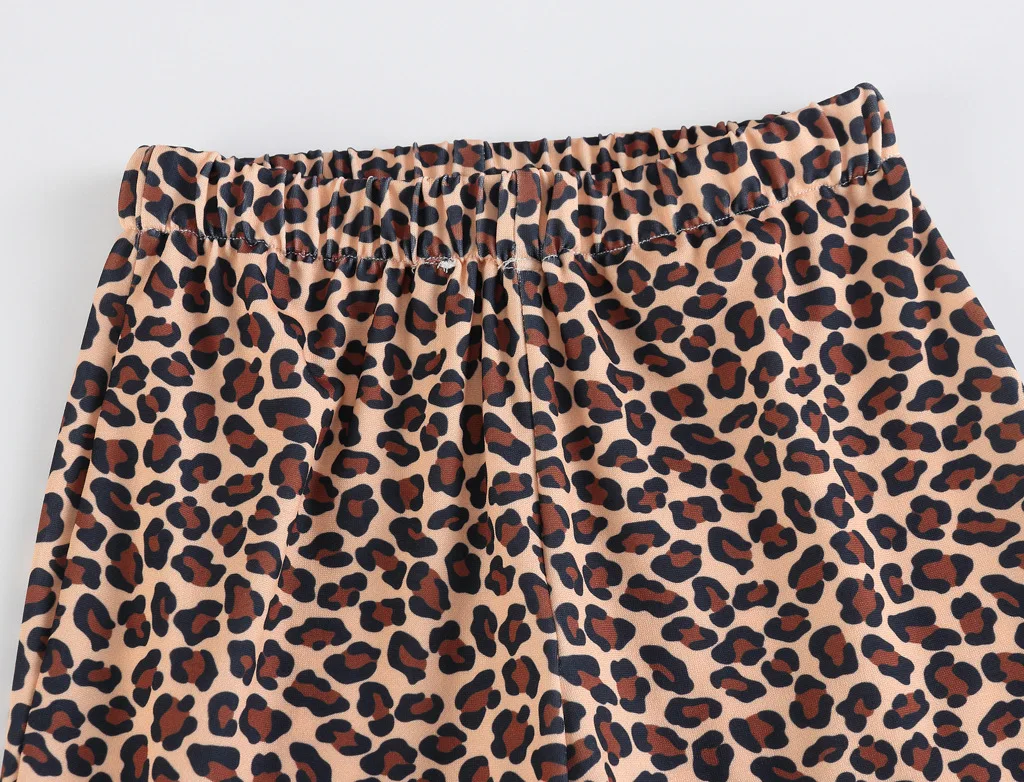 Футболка для маленьких девочек + леопардовые брюки модные леггинсы штаны с