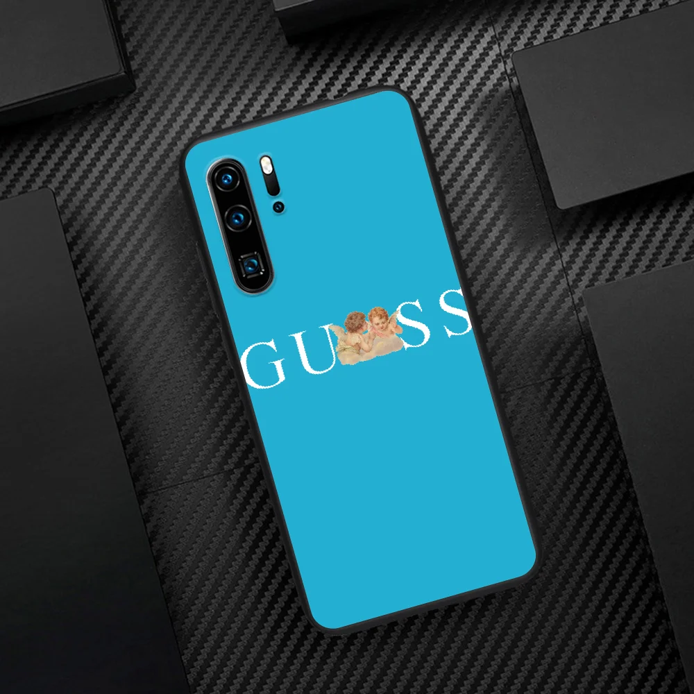 

GUESS Brand Phone Case For Huawei P Mate 10 20 30 40 Pro Lite Smart 2019 2021 black Funda Fashion Bumper Luxury Etui Tpu Coque