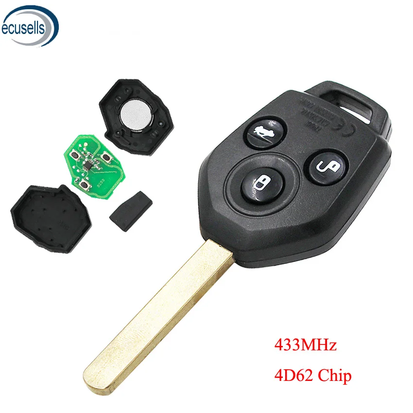 3 кнопки дистанционного ключа Fob для Subaru Forester 2008 2010 433 МГц с чипом 4D62|Ключ от авто| |