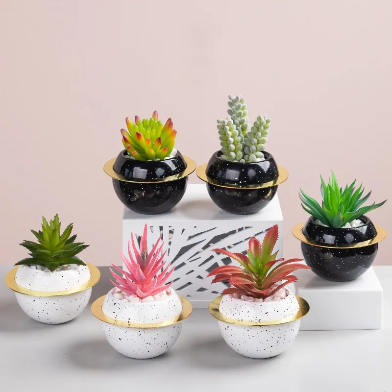 

Nordic Ins Simulation Artificial Succulent Flower Ceramic Potted Plant Decoration For Desktop Simulation Plant Bonsai Decoration