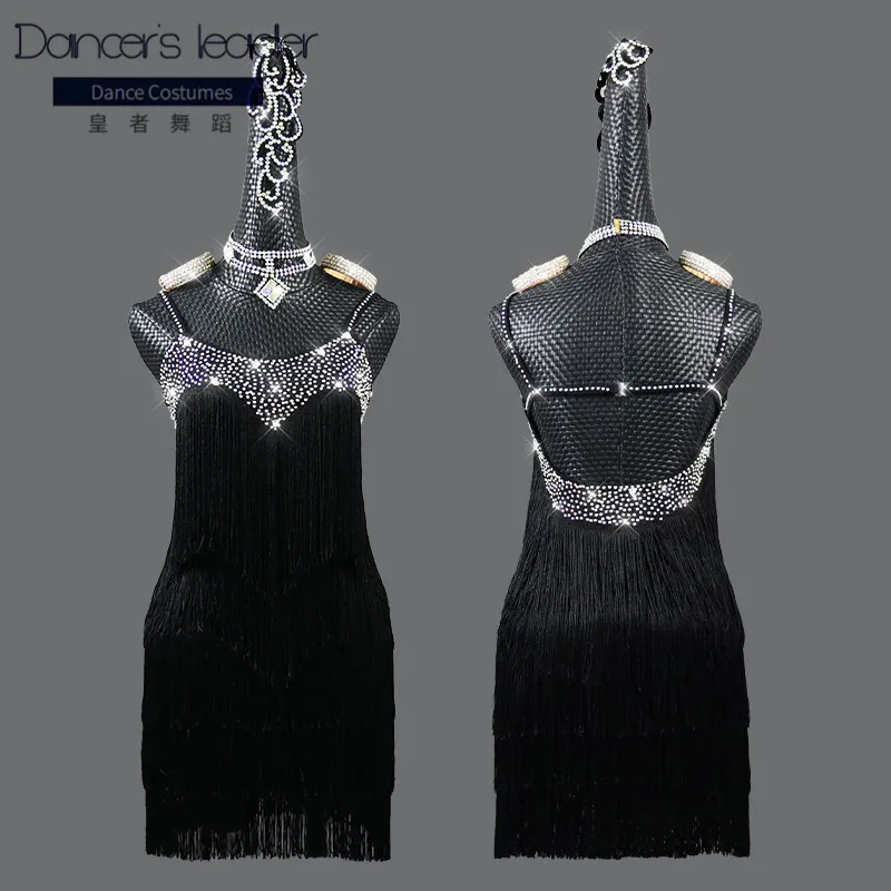 

Latin Dance Dress Woman Sexy Tassel Chacha Tango Dance Costume Adult Elegant Stage Professional Performance Costume