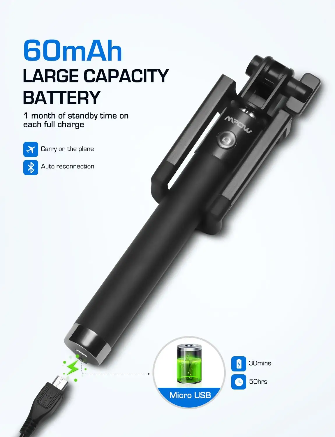 Штатив Mpow iSnap X U-Shape Pro MBT8 новая версия монопод селфи-палка Bluetooth держатель с