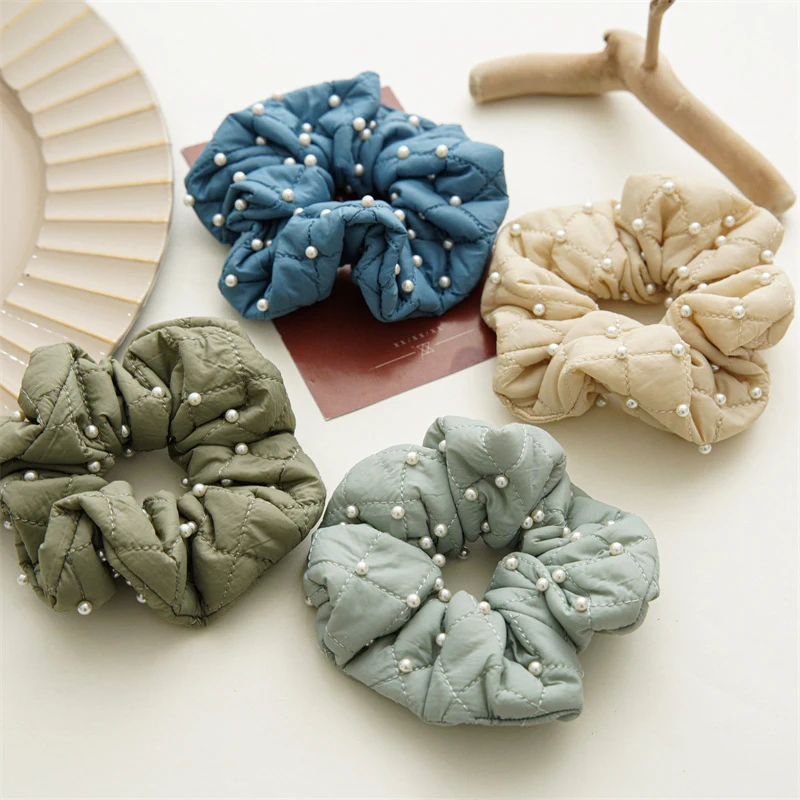 

Women's Simple Pearls Scrunchies Pure Color All-match Small Fresh Ponytail Holder Hair Tie Temperamental Pearls Scrunchies