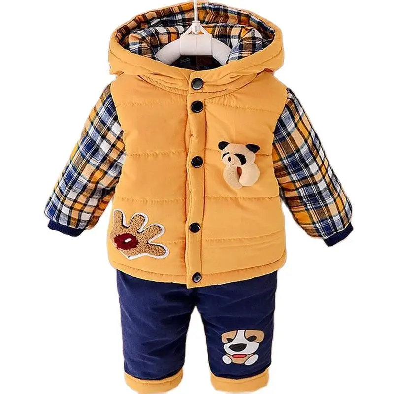 2021 Newborn Clothes Roupa Infantil New Clothing Set Winter Warm Suit Lovely Bear Cotton Velvet Boy's Toddler 0-4 Yea