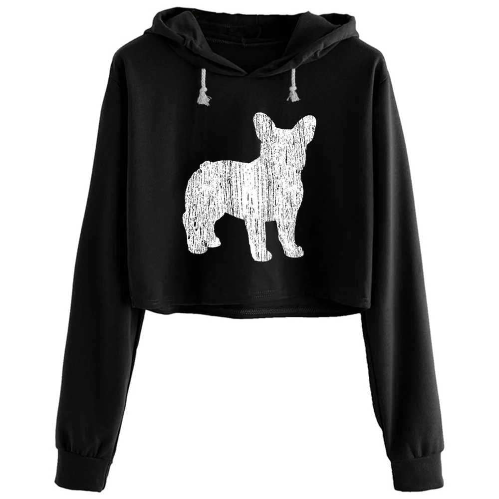 

Кроп-худи с французским бульдогом для женщин Y2k Kawaii Goth Grunge пуловер для девочек