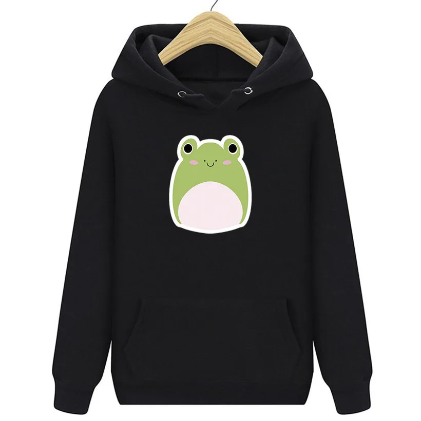 

Women cute Frog Printed Hoodies Sweatshirts Autumn Winter Harajuku Long Sleeve Hooded Streetwear Female Pullovers Clothing