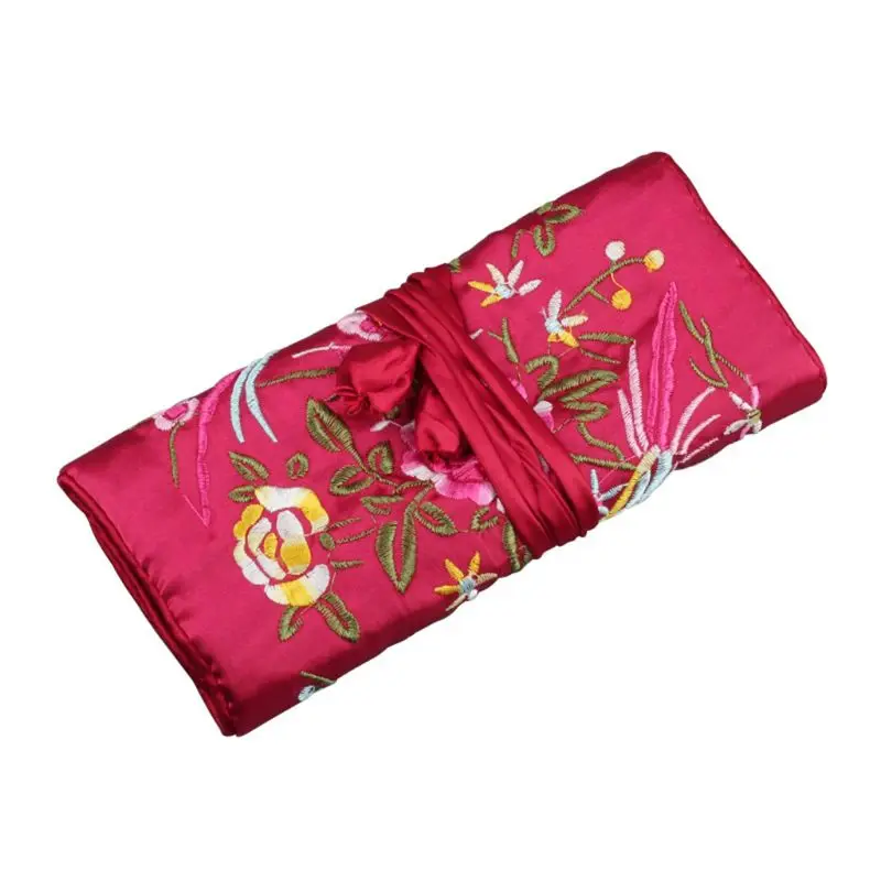 

Oriental Silk Jewellery Roll Wrap Jewelry Pouch Organizer Travel Storage Case 45BC