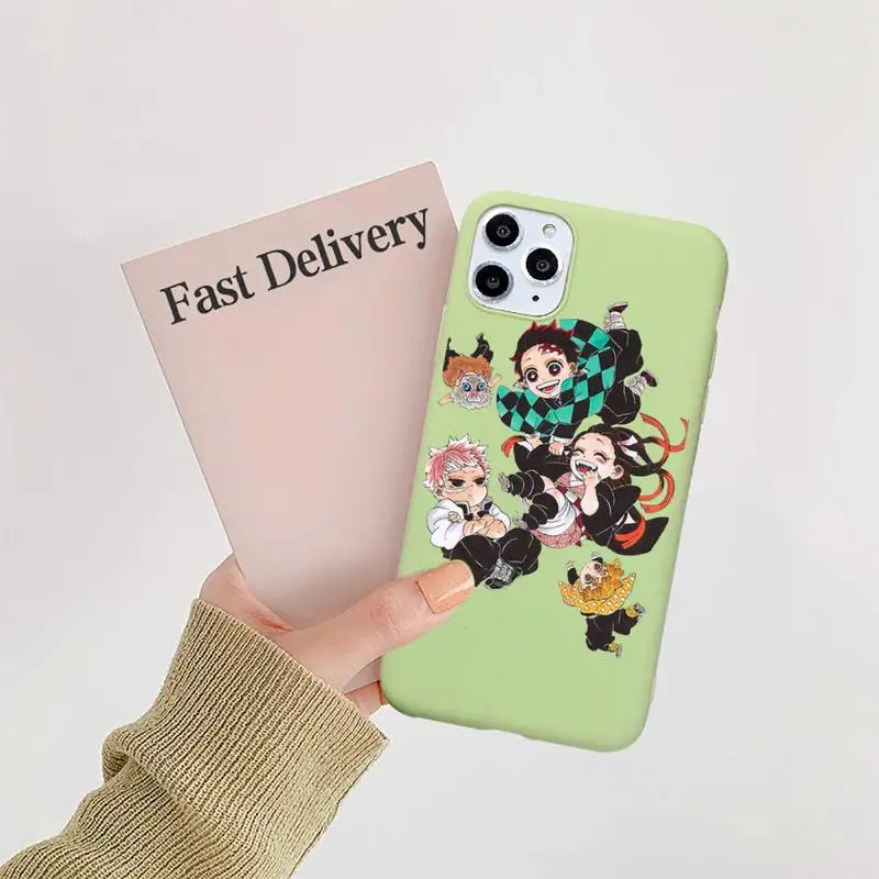

Anime Kurama Demon Slayer Phone Case Candy Color for iPhone 11 12 mini pro XS MAX 8 7 6 6S Plus X 5S SE 2020 XR