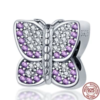 100 real 925 sterling silver beaded butterfly fit original pandora braceletbangle making fashion diy jewelry for women