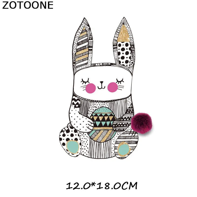 Пасхальные наклейки ZOTOONE с роботом Кроликом нашивки для одежды термоклейкие