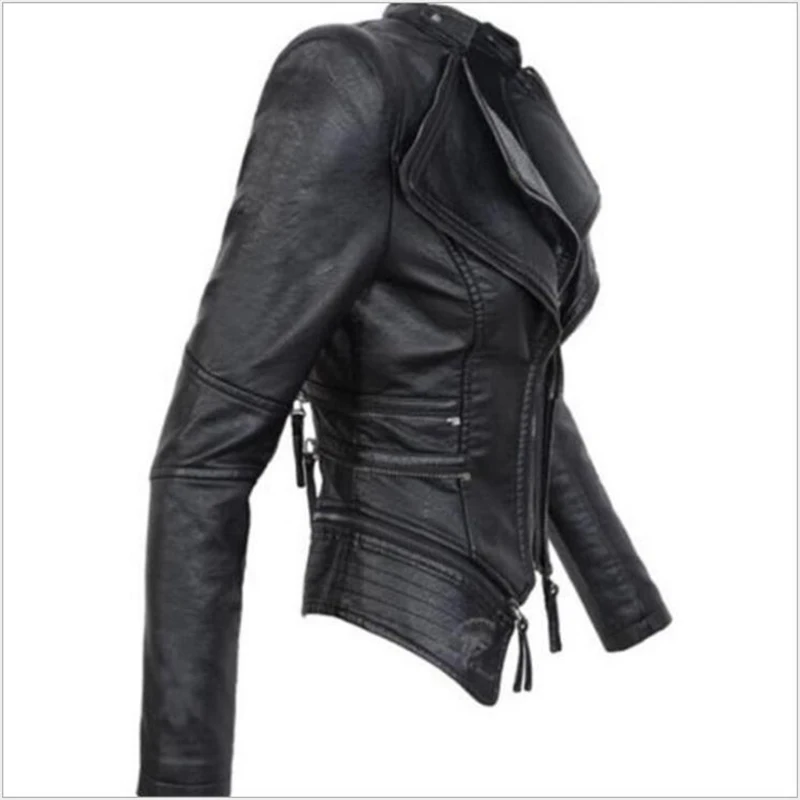 2021 autumn woman motorcycle jacket PU leather fashion outdoor viper print irregular lapel zipper jacket street leather jacket