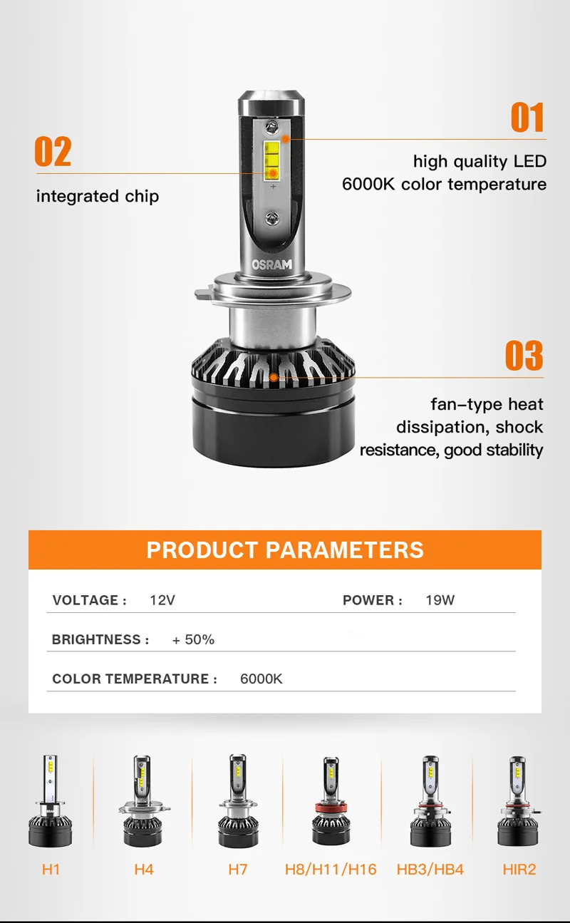Лампа Ксеноновая OSRAM СВЕТОДИОДНЫЙ расклинивающий H7 15210CW 12V 6000K холодный белый Светодиодный автомобиль головная фара Подлинная OEM лампы 50% более Яркость, пара