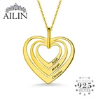 Ожерелье с сердцем AILIN из стерлингового серебра 925 пробы 18 К позолоченное семейное ожерелье с гравировкой на заказ женские подарки на день рождения ювелирные изделия