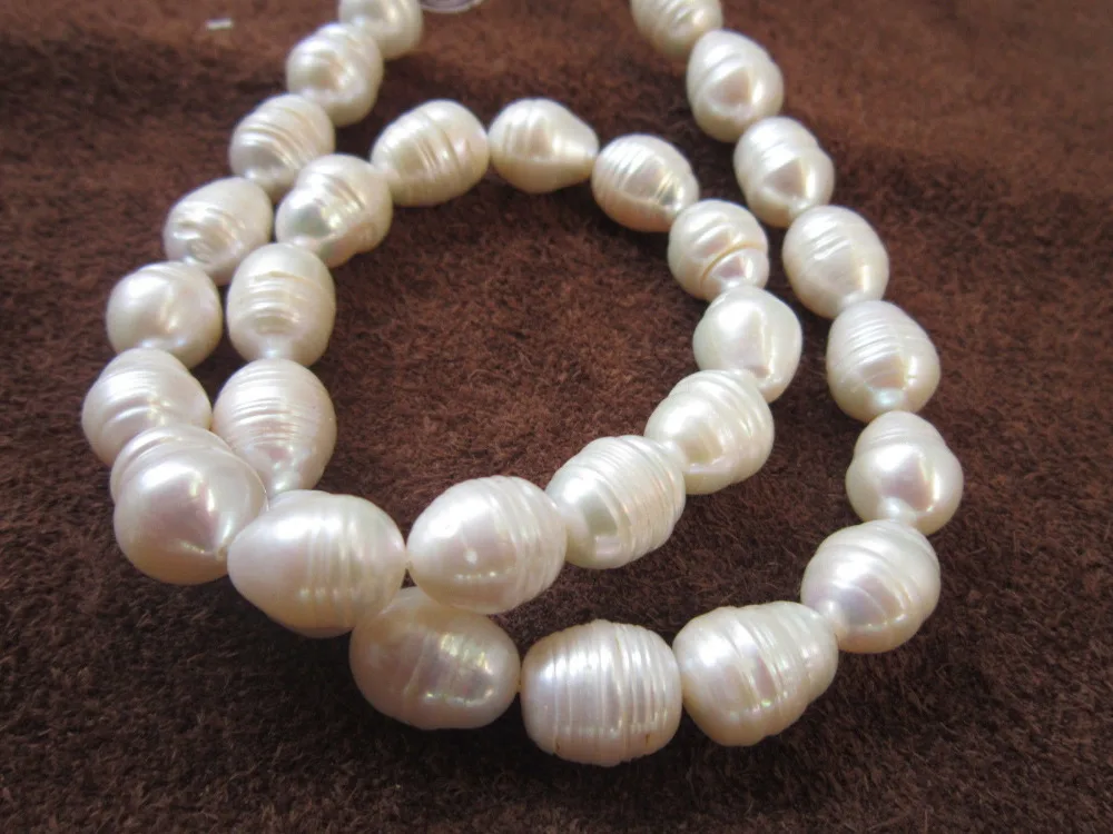 

perfect 10-11mm AAA+ Akoya white baroque pearl necklace 14KT 18"AA011^^^@^Noble style Natural Fine jewe (B0322)