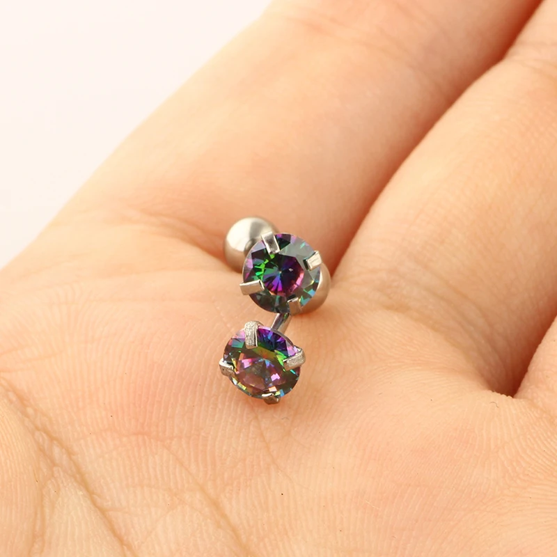 1 шт. кольцо из нержавеющей стали с кристаллами для пирсинга уха круглым носом Для