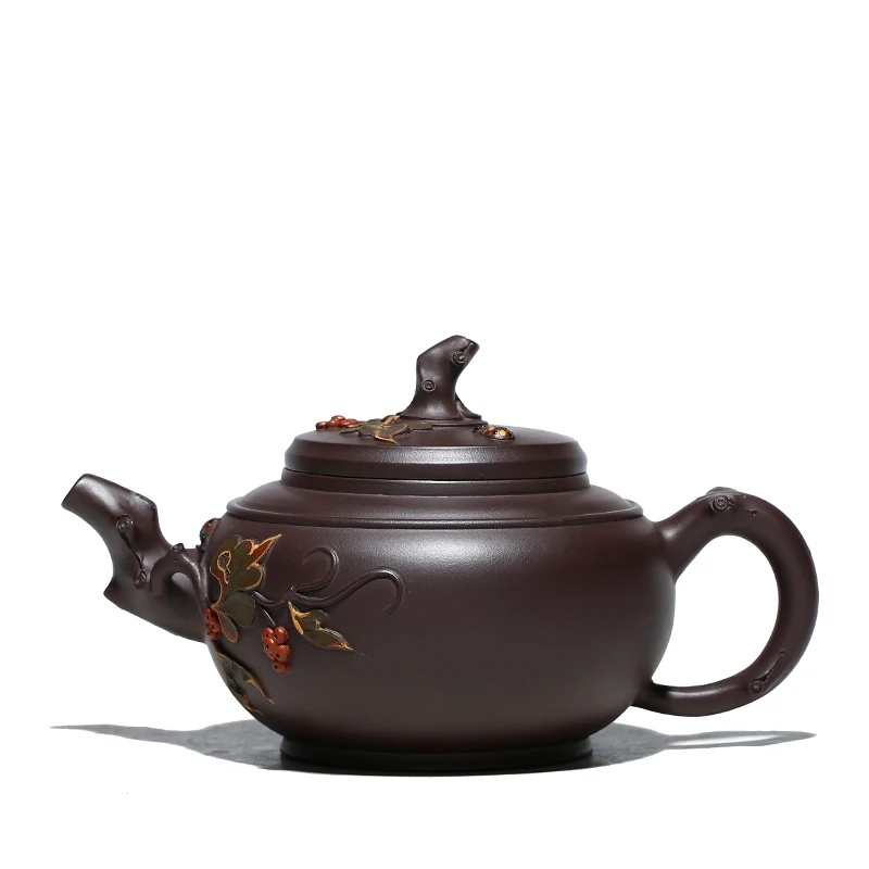 

Yixing pure manual ores are recommended a homely month red fruits ores purple clay teapot tea sets