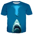 Забавные футболки с акулами, Повседневная стильная футболка, уличная одежда, 3D Акулья пасть Boys, футболки