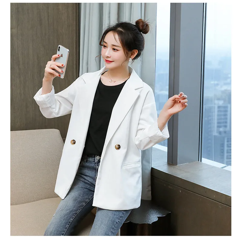 

2021 Spring Women Outwear New Korean Women's Loose and Slim Casual Suit Solid color all-round Simple Women Coat XL