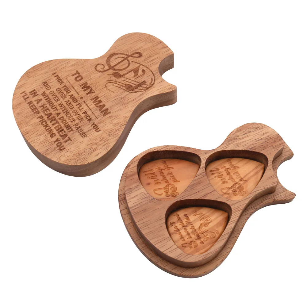 

3pcs With Box Music Lover Gift Bass Ukulele Acoustic Electric Fashion Keepsake Guitar Pick Set Accessories Wooden Handmade Tool