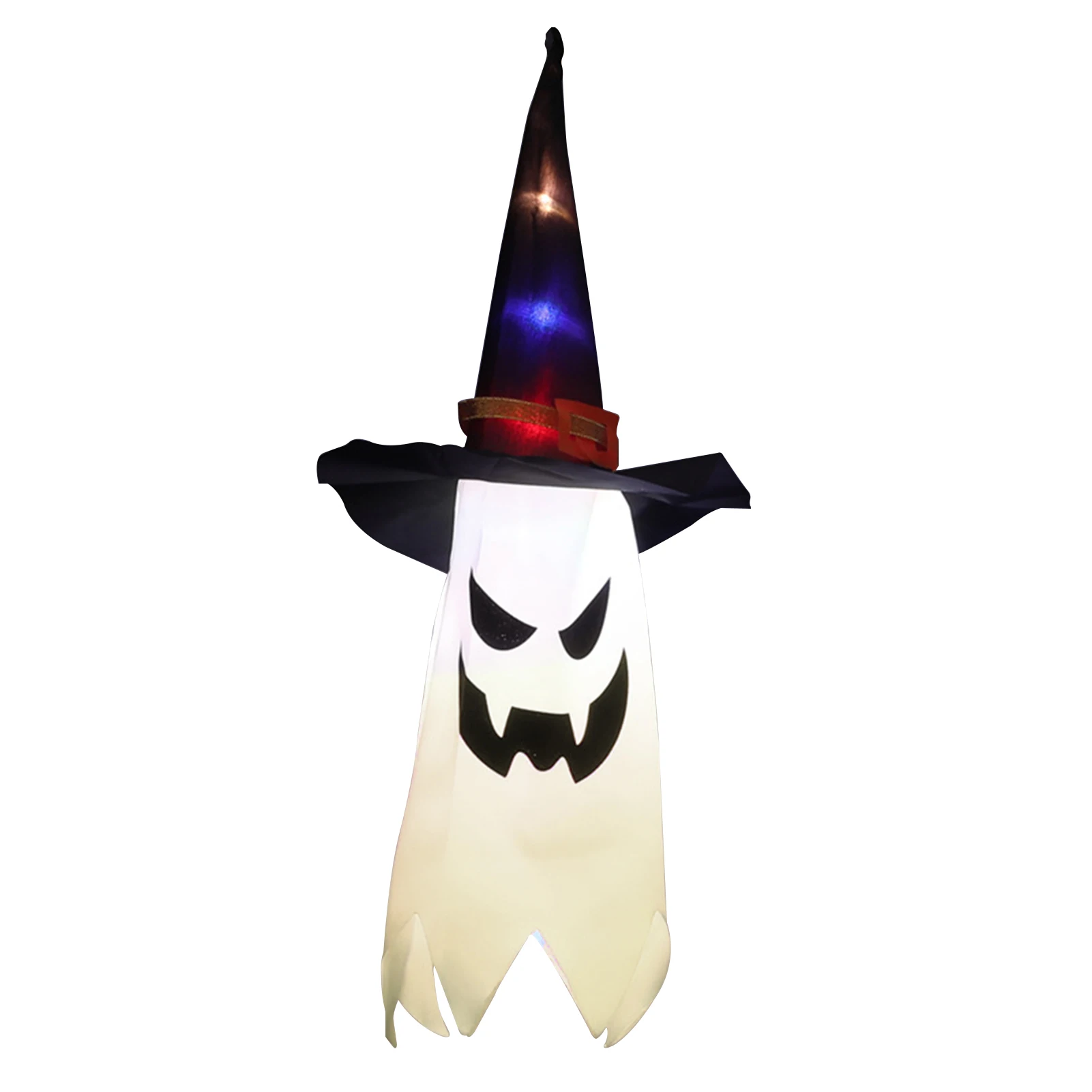 

Halloween LED Light Garden Yard Ghost Face Hanging Home Festival Decor Energy Saving Witch Hat Gift Battery Powered Balcony Prop
