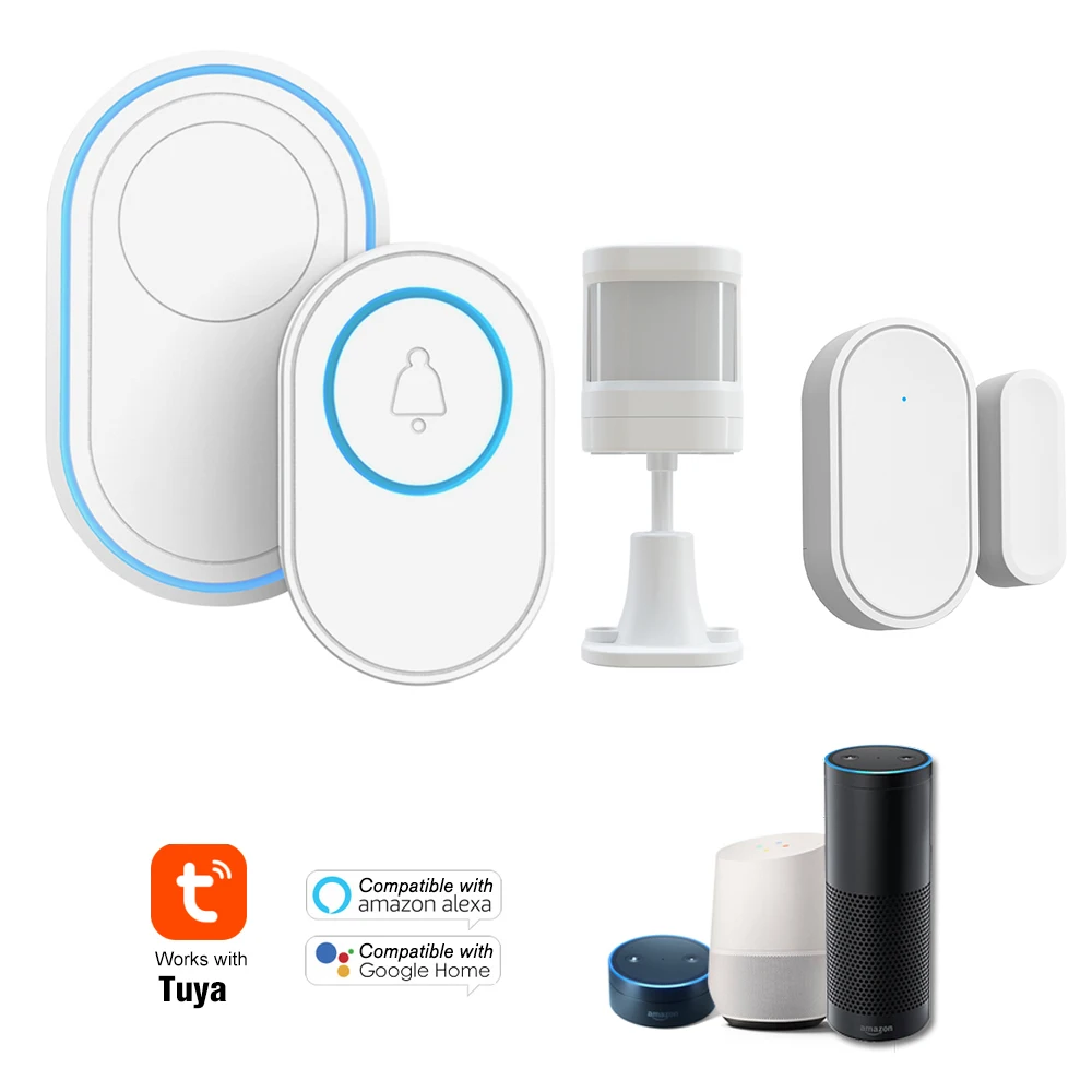 Tuya система сигнализации с беспроводной WIFI дверной Звонок функция открытый